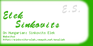 elek sinkovits business card